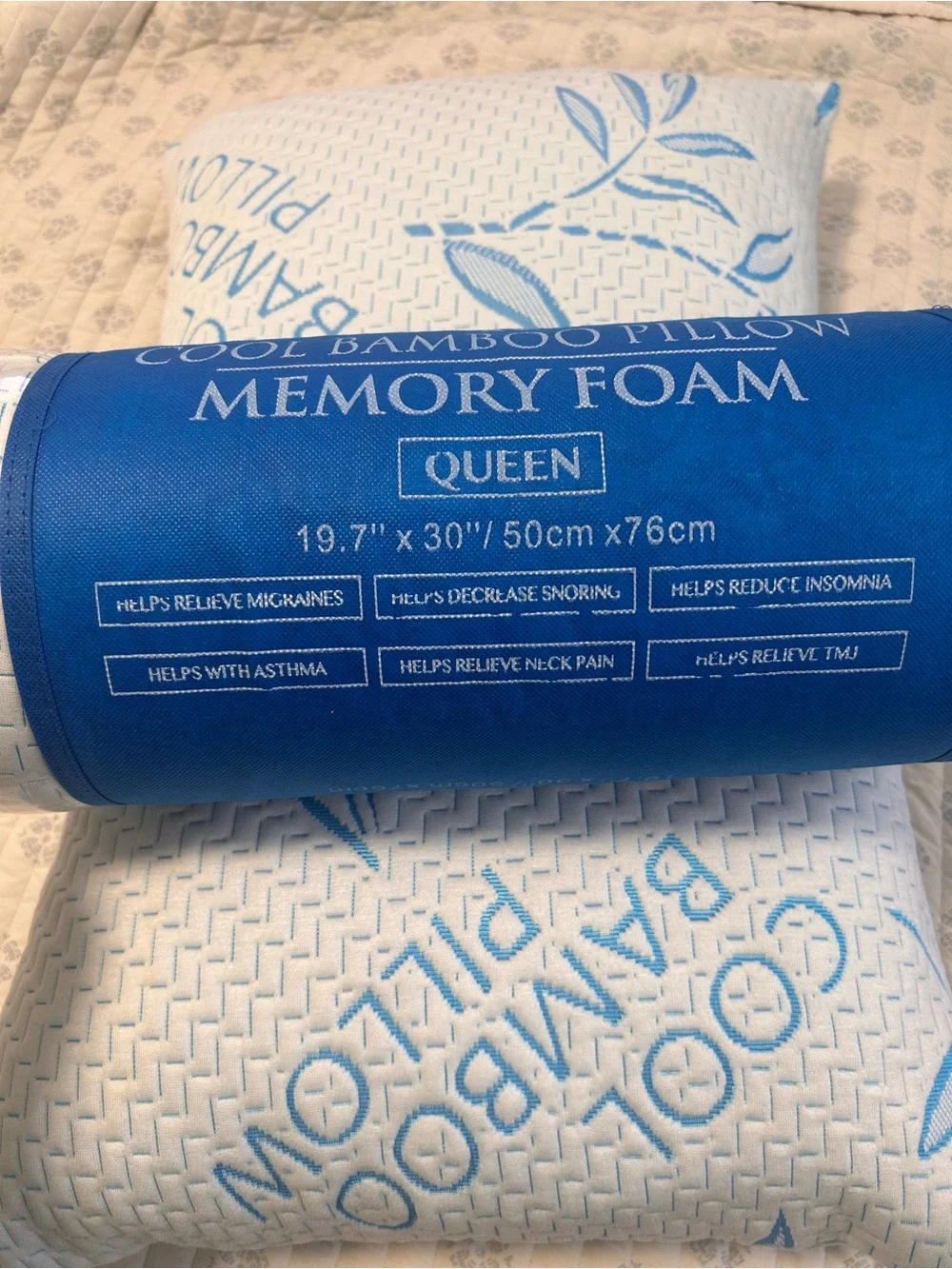 Cool Bamboo Memory Foam Queen Pillow 19 x 30 NWT ~$160 RETAIL